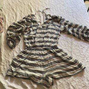 Navy and White Holding Horses Romper in S